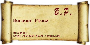 Berauer Piusz névjegykártya